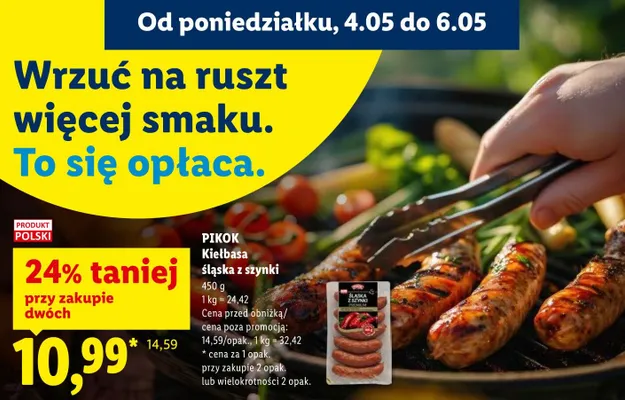 Kiełbasa śląska z szynki Pikok promocja w Lidl