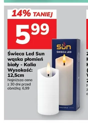 Świeca LED Sun wąska płomień biały Kalia promocja w Hitpol
