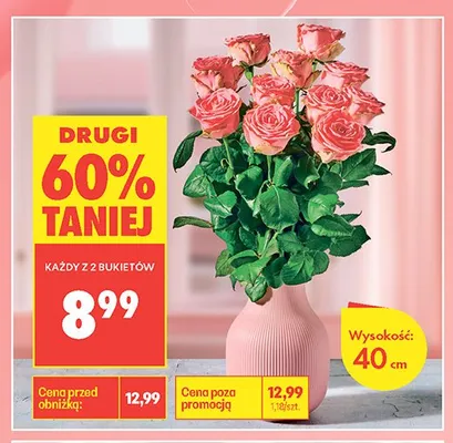 Bukiet róż wysokość 40cm promocja w Biedronka