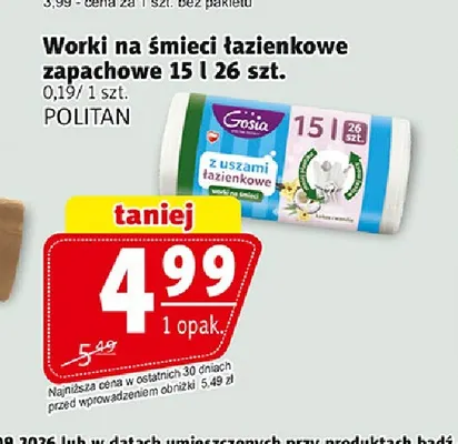Worki na śmieci łazienkowe zapachowe 15 l 26 szt. Gosia promocja w Prim Market