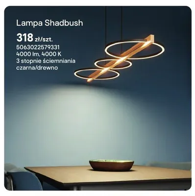 Lampa Shadbush 4000lm 4000 K 3 stopnie ściemniania czarna/drewno promocja w Castorama