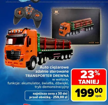 Auto ciężarowe zdalnie sterowane transporter drewna w walizce Huina promocja w Carrefour