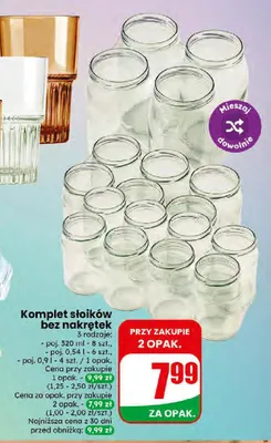 Komplet słoików bez nakrętek 320 ml promocja w Dino