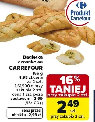 Bagietka czosnkowa promocja w Carrefour Market