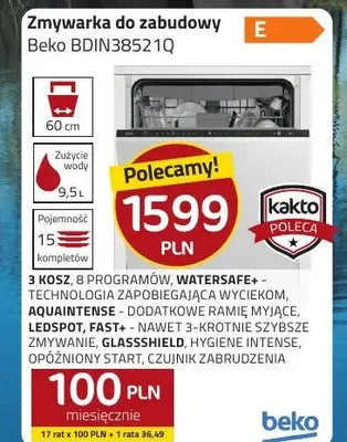 Zmywarka do zabudowy BDIN38521Q promocja w kakto.pl