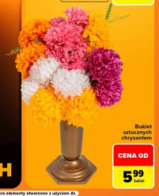 Bukiet sztucznych chryzantem promocja w Carrefour