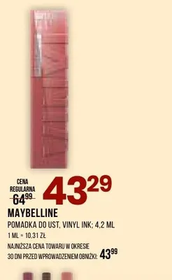 Pomadka do ust Maybelline Vinyl Ink promocja w Drogerie Natura