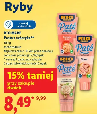 Pasta z tuńczyka różne rodzaje promocja w Lidl
