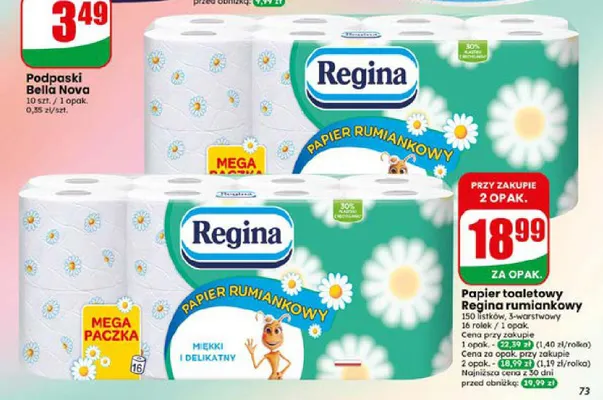 Papier toaletowy Regina rumiankowy 16-pak promocja w Dino