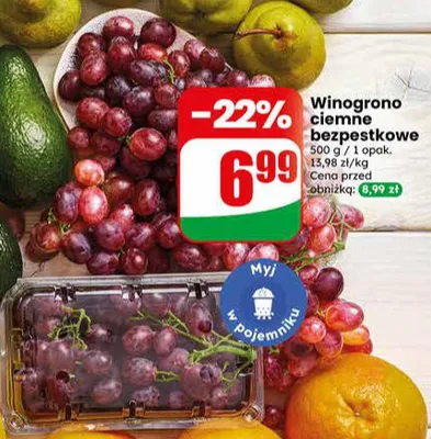 Winogrono ciemne bezpestkowe promocja w Dino