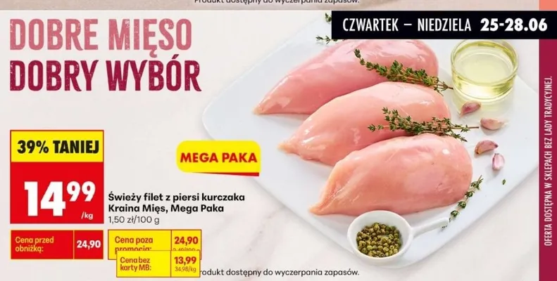 Świeży filet z piersi kurczaka Kraina Mięs Mega Paka promocja w Biedronka