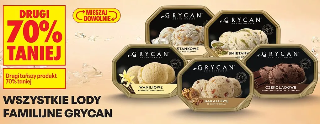 Lody familijne Grycan czekoladowe promocja w Biedronka
