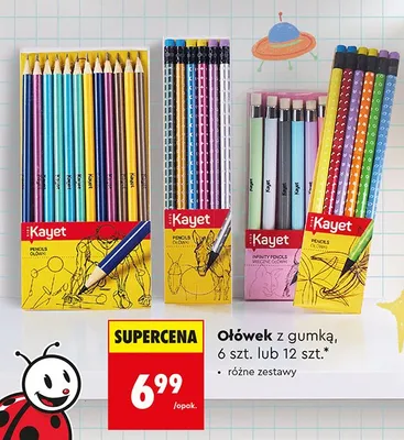 Ołówek z gumką Kayet 12-pak promocja w Biedronka