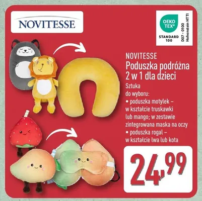 Poduszka podróżna 2 w 1 dla dzieci NOVITESSE promocja w Aldi
