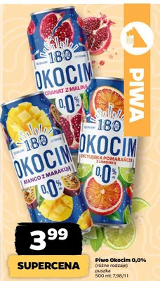 Piwo Okocim 0,0% różne rodzaje puszka promocja w Netto
