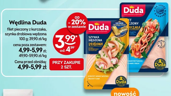 Wędlina filet pieczony z kurczaka, szynka drobiowa wędzona promocja w Żabka