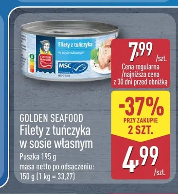 Filety z tuńczyka w sosie własnym Golden Seafood promocja w Aldi