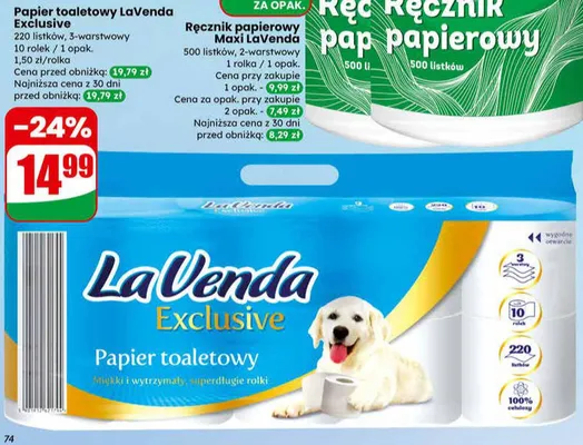 Papier toaletowy Exclusive promocja w Dino