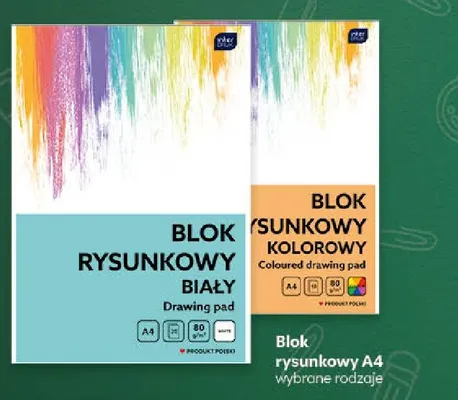 Blok rysunkowy kolorowy A4 Inter Druk promocja w Delikatesy Centrum