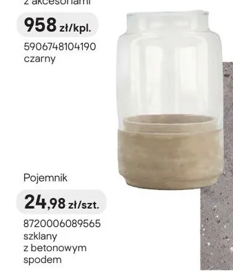 Pojemnik szklany z betonowym spodem promocja w Castorama