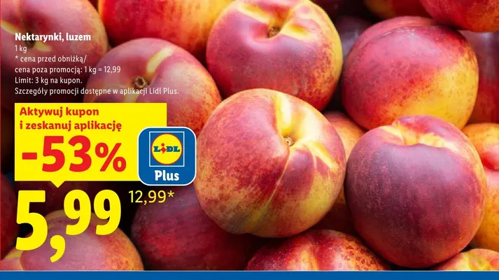 Nektarynki luzem promocja w Lidl
