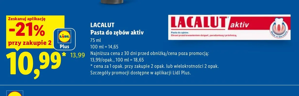 Pasta do zębów Lacalut aktiv promocja w Lidl