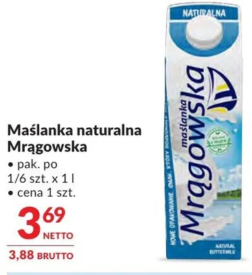 Maślanka naturalna Mrągowska promocja w Makro