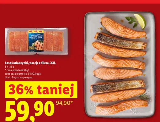Łosoś atlantycki porcje z fileta XXL Targ Rybny Lidla promocja w Lidl