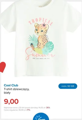 T-shirt dziewczęcy Cool Club biały promocja w Smyk