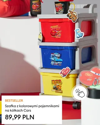 Szafka z kolorowymi pojemnikami na kółkach Cars promocja w Sinsay