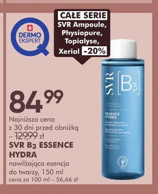 Nawilżająca esencja do twarzy SVR B3 Essence Hydra promocja w Super-Pharm