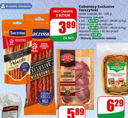 Kabanosy Exclusive różne rodzaje promocja w Dino