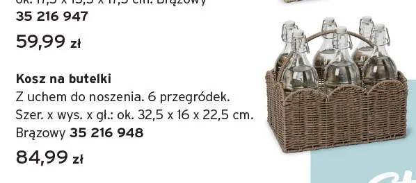 Kosz na butelki brązowy 32,5x16x22,5cm promocja w Tchibo