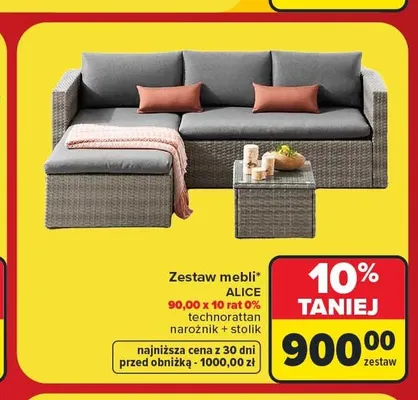 Zestaw mebli Alice narożnik + stolik promocja w Carrefour