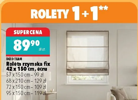 Roleta rzymska fix 42 x 150 cm, ecru promocja w Biedronka Home