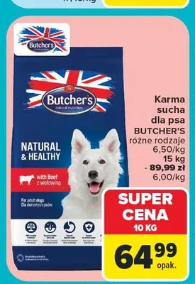 Karma sucha dla psa Butcher's Natural & Healthy 10 kg promocja w Carrefour