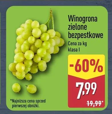 Winogrona zielone bezpestkowe Aldi promocja w Aldi