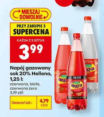 Napój gazowany sok 20% Hellena biała promocja w Biedronka