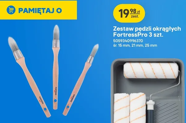Zestaw pędzli okrągłych FortressPro 3-pak promocja w Castorama