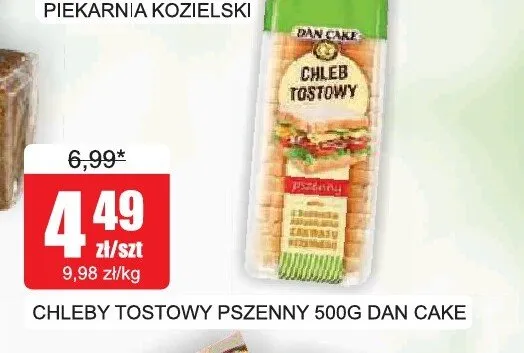 Chleb tostowy pszenny Dan Cake promocja w Bingo