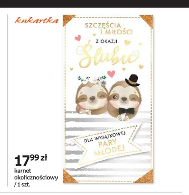 Karnet okolicznościowy Kukartka Szczęścia i Miłości z okazji Ślubu promocja w Empik