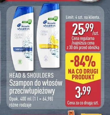 Szampon do włosów przeciwłupieżowy Head & Shoulders promocja w Aldi
