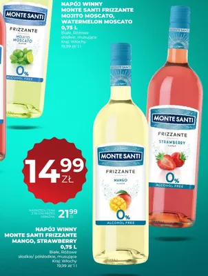 Napój winny bezalkoholowy Monte Santi Frizzante Mango promocja w Duży Ben