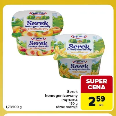 Serek homogenizowany brzoskwiniowy Piątnica promocja w Carrefour Market