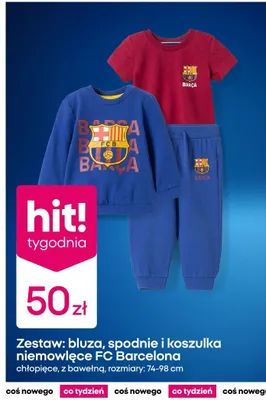 Zestaw: bluza, spodnie i koszulka niemowlęce FC Barcelona promocja w Pepco