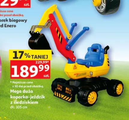 Mega duża koparka-jeździk z siedziskiem 105cm promocja w Auchan