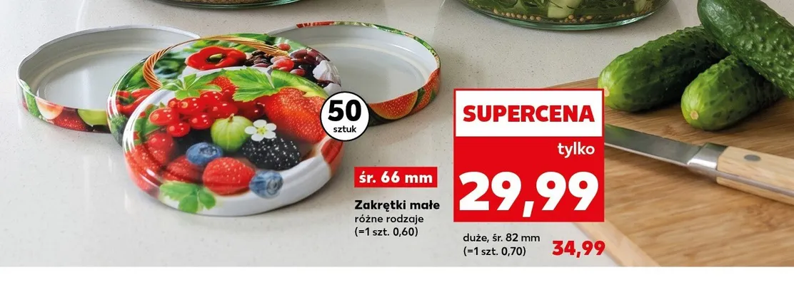 Zakrętki do słoików małe śr. 66 mm promocja w Kaufland