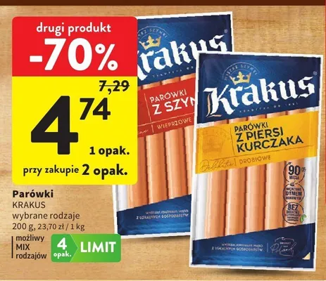 Parówki z szynki Krakus promocja w Intermarche