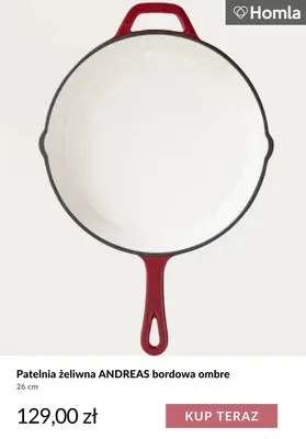 Patelnia żeliwna Andreas bordowa ombre 26 cm Homla promocja w Homla