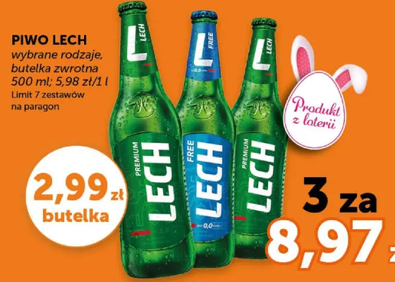 Piwo Lech wybrane rodzaje butelka zwrotna promocja w ABC